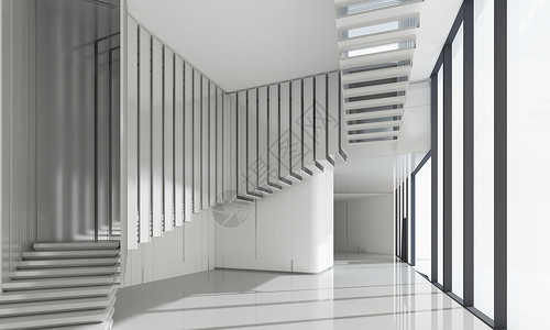 黑白线条建筑3D大气光影建筑空间设计图片