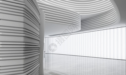 白色圆圈图形3D通透抽象几何建筑设计图片