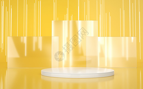 透明色黄色亚克力展台背景设计图片