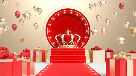 皇冠形状3D女王节活动场景设计图片