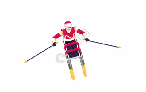 越野轮胎冬季残疾运动会越野滑雪GIF高清图片