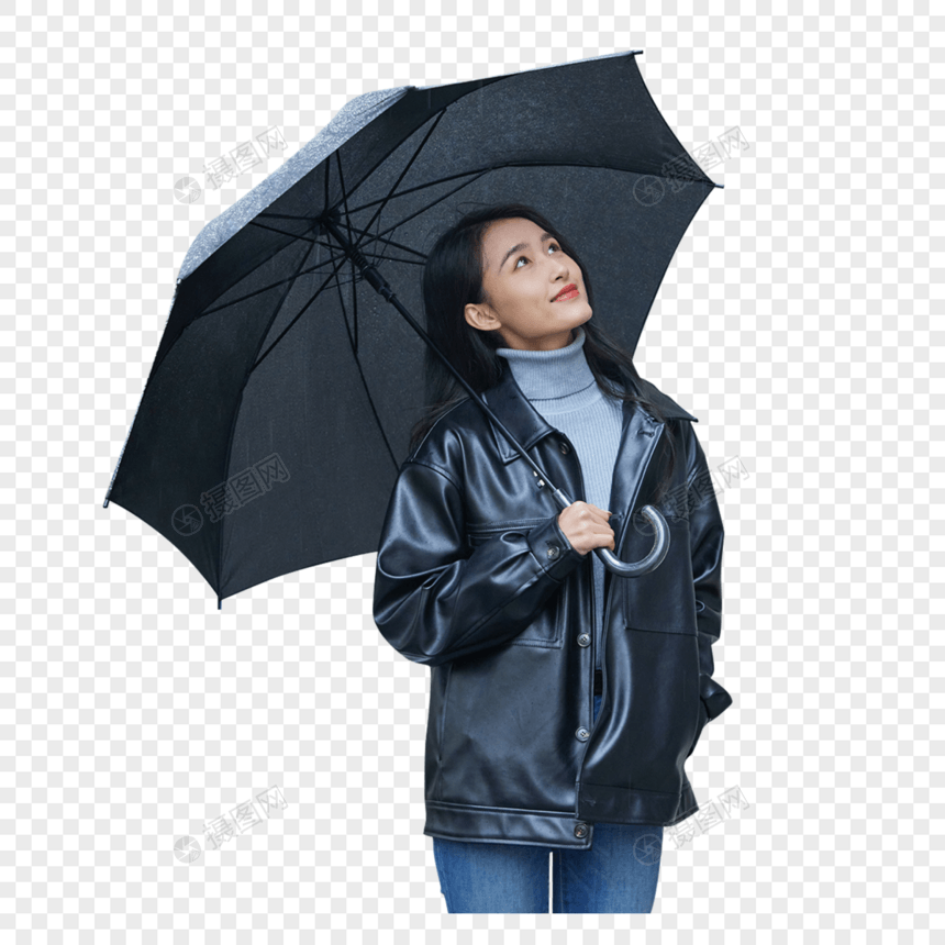 女性雨天散步图片