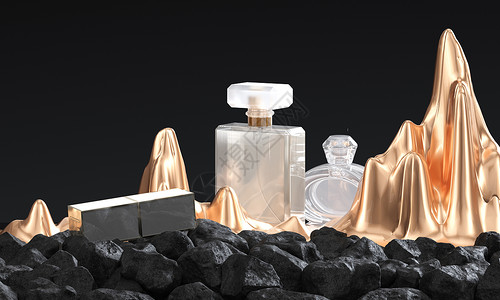 空白瓶3D香水电商背景设计图片