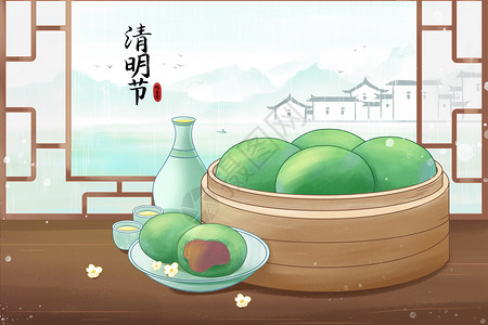 春天清明节中国传统二十四节气清明节日食物图片