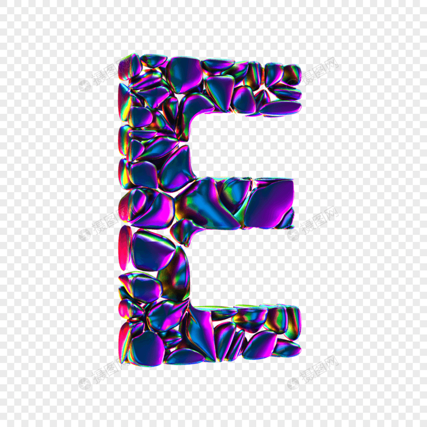 创意酸性立体字母E图片