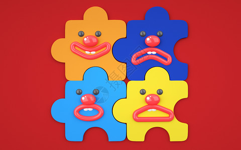 愚人节活动海报创意小丑拼图设计图片