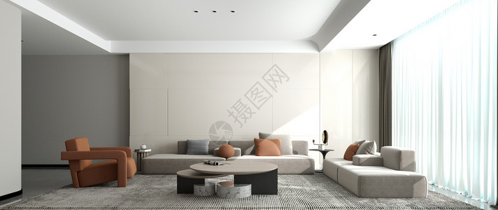现代卧室效果图3D现代风客厅设计图片