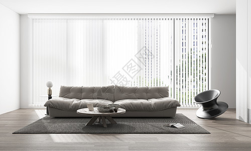 地简约3D现代极简风室内沙发场景设计图片