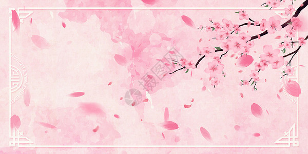 春季花朵框架桃花线框背景设计图片