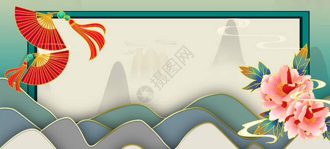 中国古清新国潮边框背景设计图片
