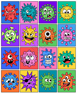 病毒细菌创意拟人矢量插画高清图片