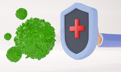 绿色蔬菜菜心3D创意卡通抗疫场景设计图片