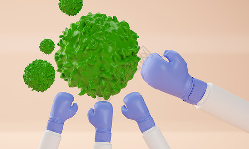 疫情内容挂画素材3D创意卡通抗疫场景设计图片
