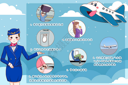 白云上的航空航空安全知识科普插画