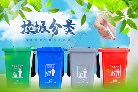 厨余垃圾桶垃圾分类背景设计图片