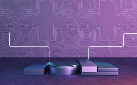 紫色电路板科技展台图片