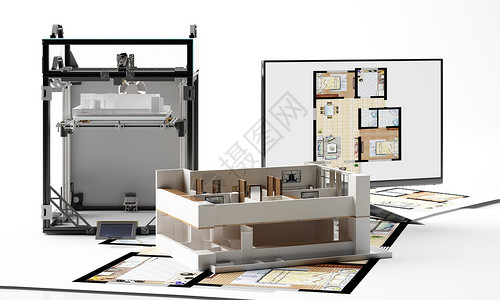 建筑装置3D样板间打印场景设计图片