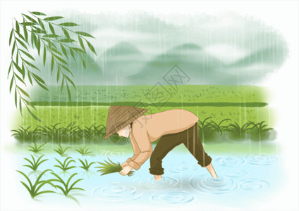 种水稻的男人谷雨种庄稼的农民GIF高清图片