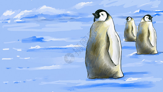 企鹅艺术插画背景图片