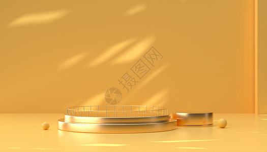 黄色的碗金色光感电商展台设计图片