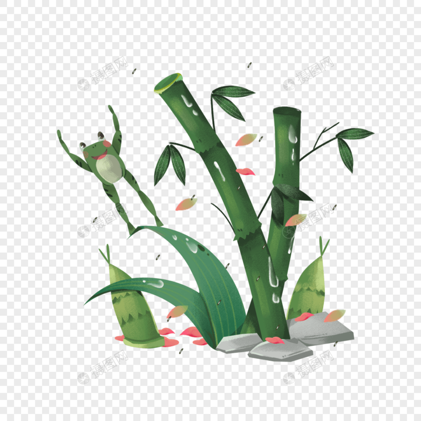 谷雨节气竹林里的小青蛙图片