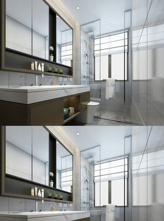 现代卫浴现代卫生间场景设计模板