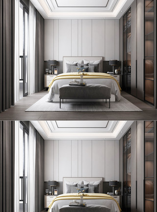 现代卧室效果图设计模板