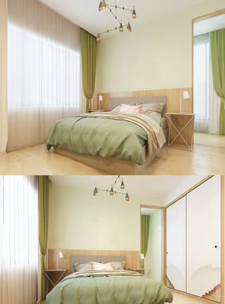 卧室3d效果图北欧卧室空间效果图设计模板