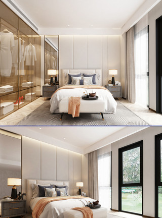 室内卧室效果图现代家居卧室效果图设计模板