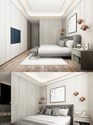 家居元素现代家居卧室空间设计模板