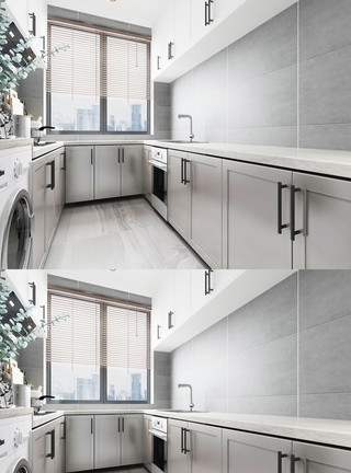楼层空间效果图北欧家居厨房效果图设计模板