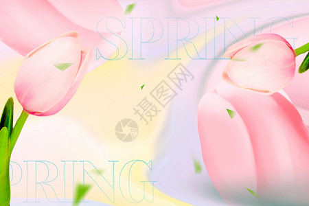 焕彩粉色春天花朵背景设计图片