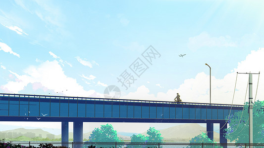 人型天桥一个人在桥上的时光插图插画