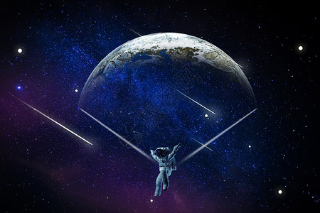 星星降落伞创意星空背景设计图片