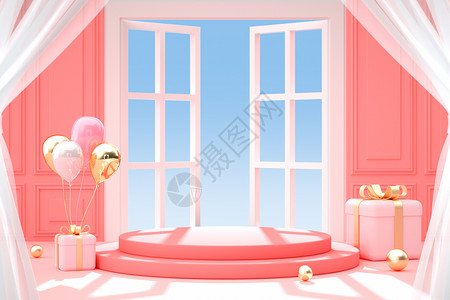 粉色促销展台背景背景图片