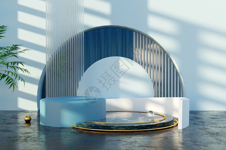 玻璃大理石清新水面高端展台设计图片