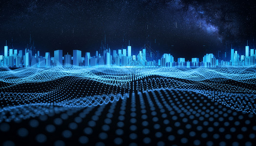 蓝色科技城市背景背景图片