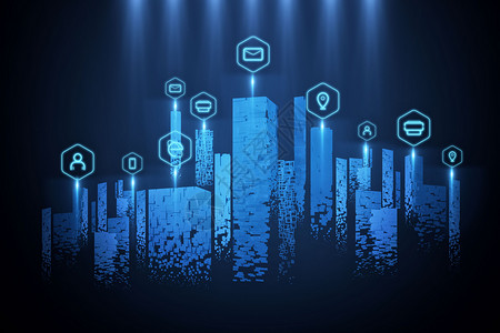 蓝色光电科技城市互联背景设计图片