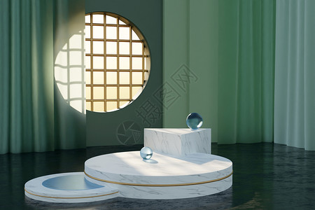 白纱窗3D中国风电商场景设计图片
