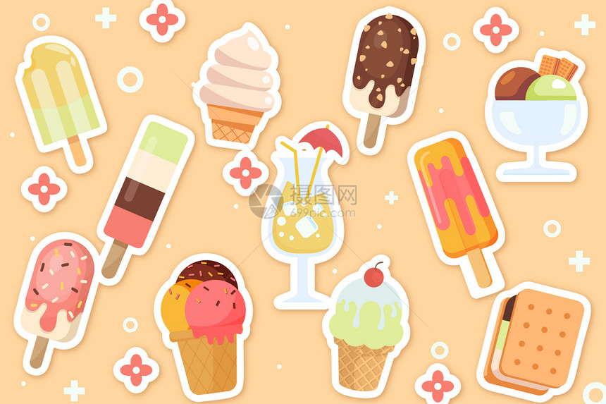 立夏冰淇淋矢量插画图片