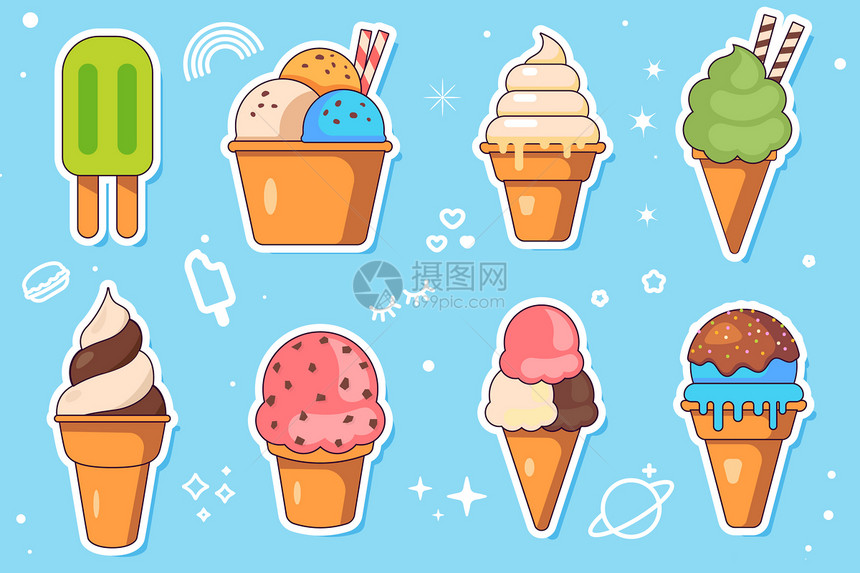 夏季冰淇淋立夏矢量插画图片