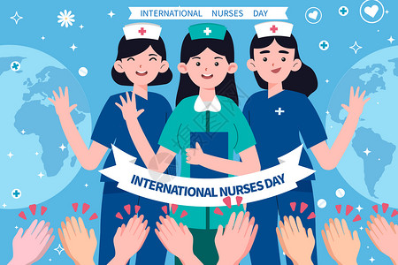 感谢护士国际护士节给护士鼓掌插画