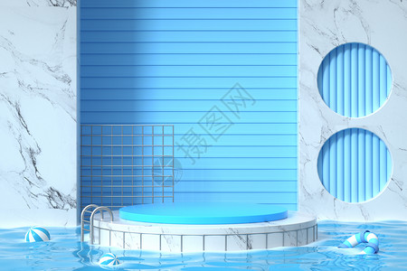 夏日泳池展台背景背景图片