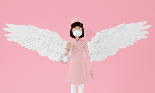 卡通翅膀素材3D天使护士设计图片