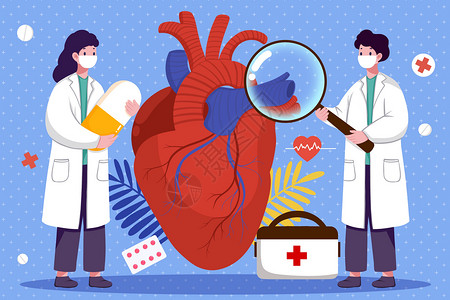 心脏病研究心脏医疗插画插画