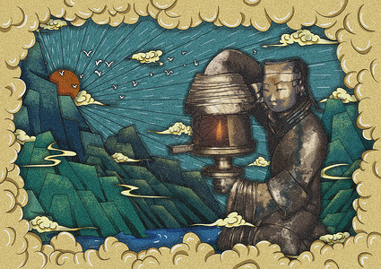 河北省地级市河北省博物馆国家宝藏之西汉长信宫灯插画
