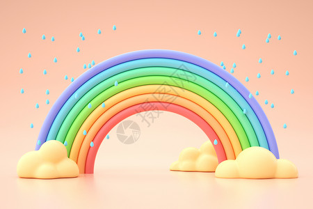 夏季雨天彩虹场景背景图片