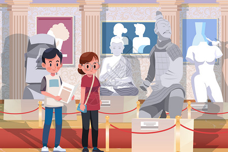 缅甸佛像国际博物馆日参观国际雕塑艺术品藏馆插画