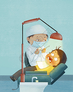 牙医院儿童节去医院看牙的小孩插画