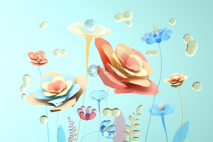艺术玻璃花朵背景图片